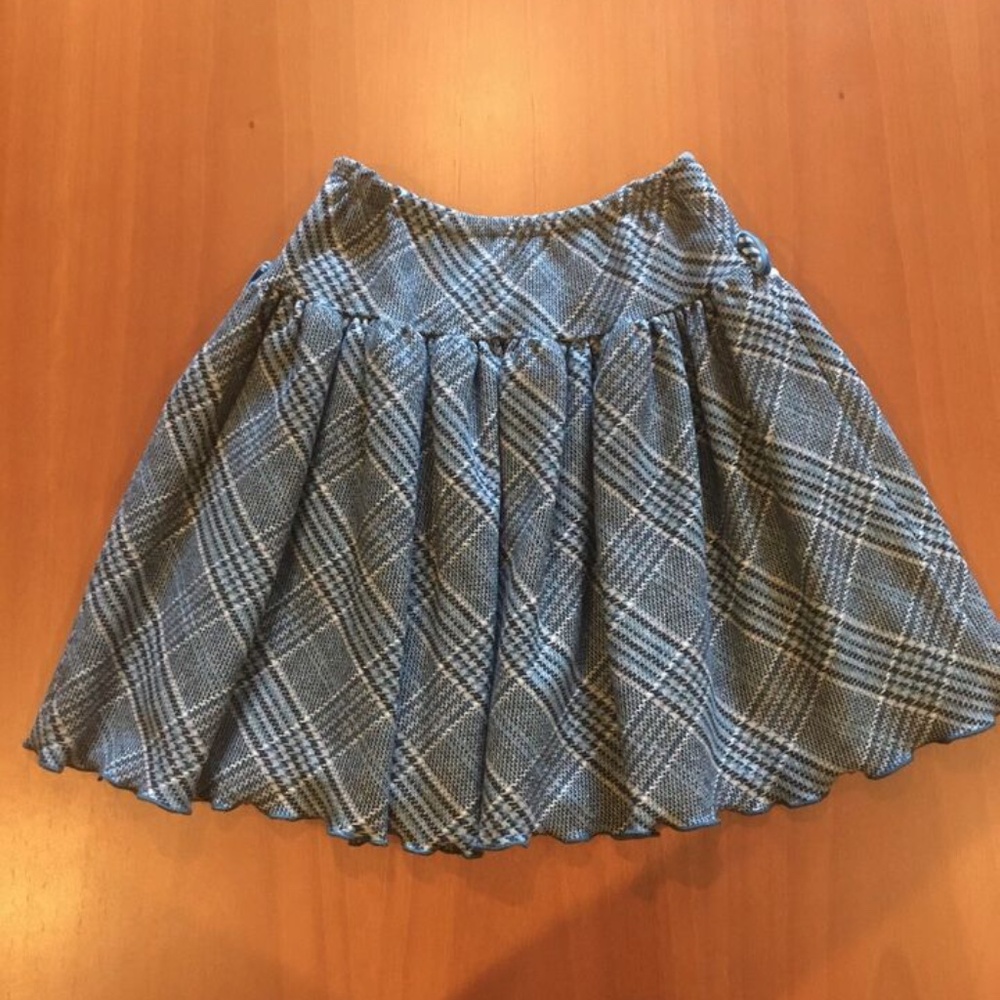 Girls La Stupenderia Full Ruffled Wool Blend Plaid Skirt 4 Yrs Made In Italy NEW